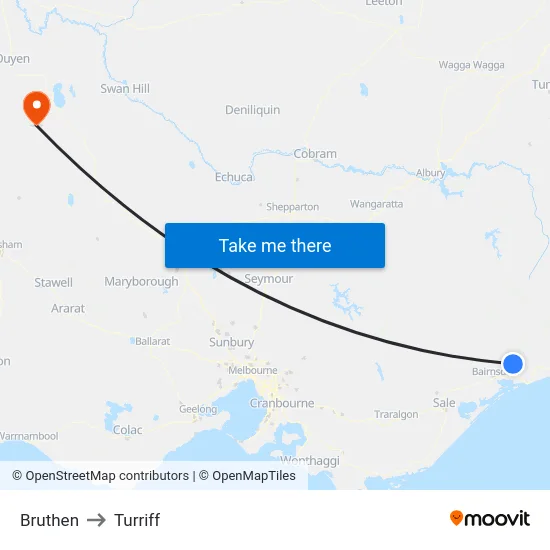 Bruthen to Turriff map