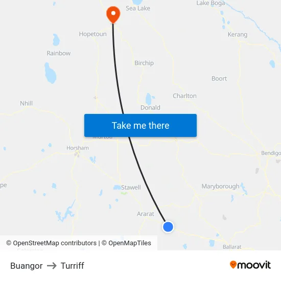 Buangor to Turriff map