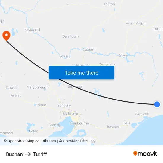 Buchan to Turriff map