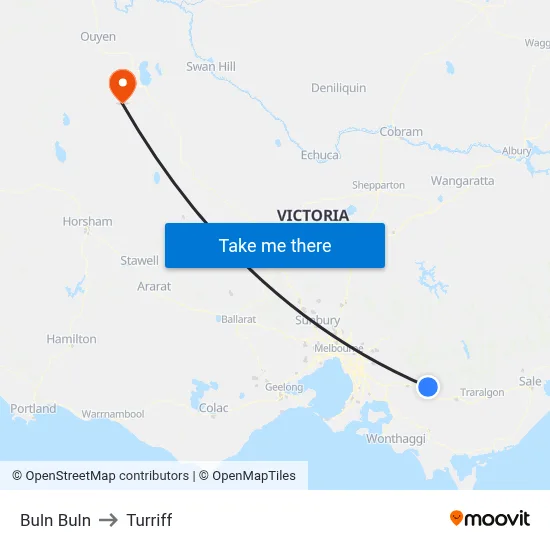 Buln Buln to Turriff map