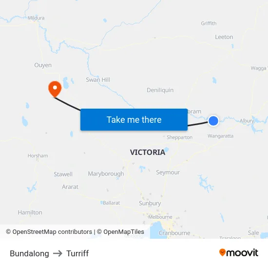 Bundalong to Turriff map