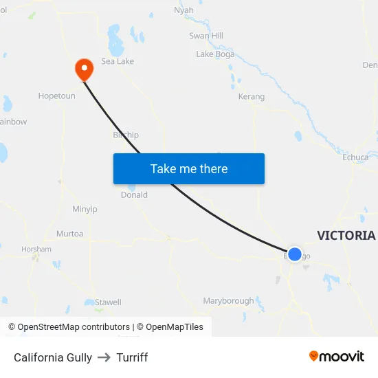 California Gully to Turriff map