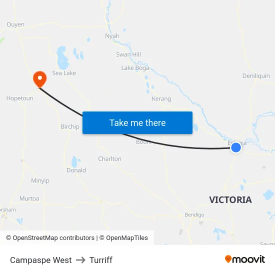 Campaspe West to Turriff map