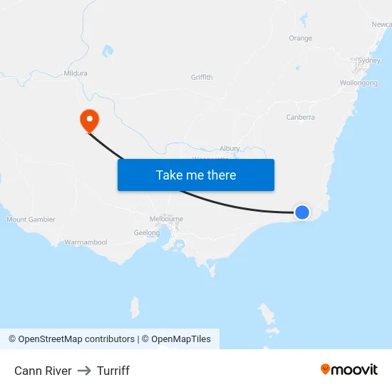 Cann River to Turriff map