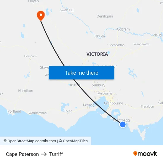 Cape Paterson to Turriff map