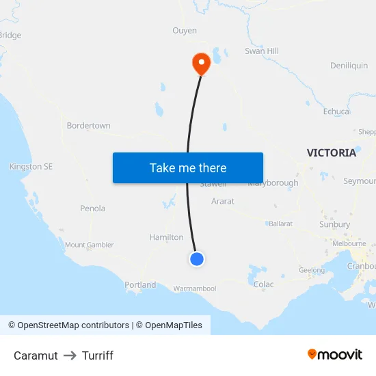 Caramut to Turriff map