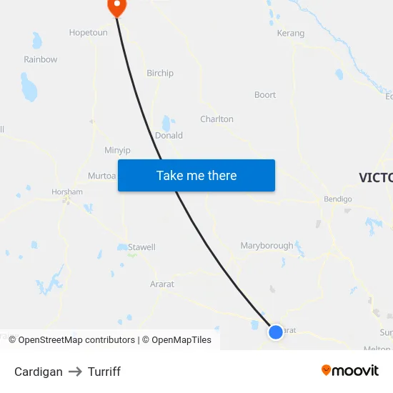 Cardigan to Turriff map