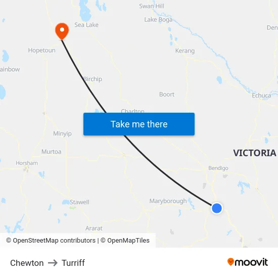 Chewton to Turriff map
