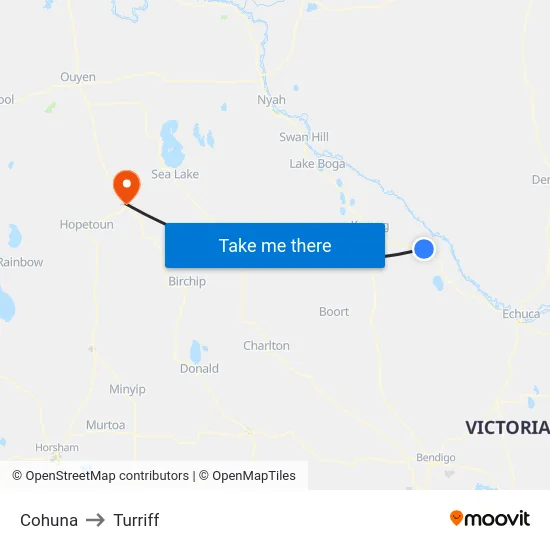 Cohuna to Turriff map