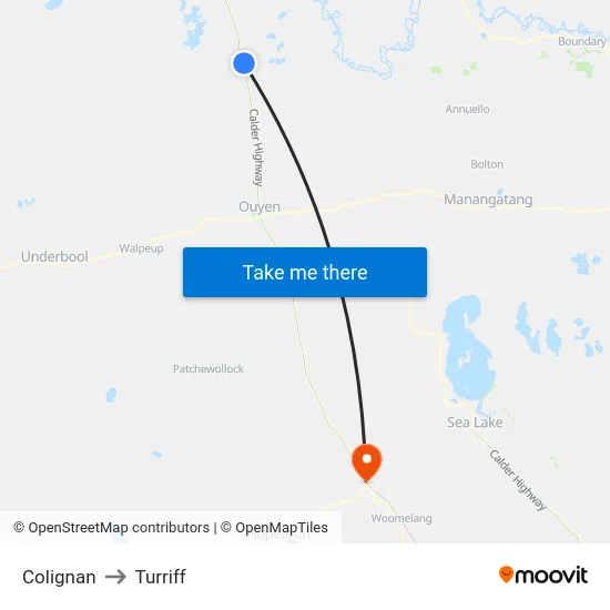 Colignan to Turriff map