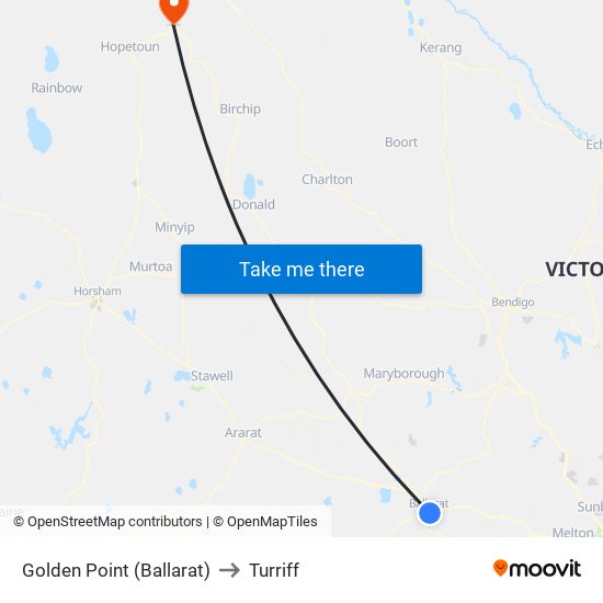 Golden Point (Ballarat) to Turriff map