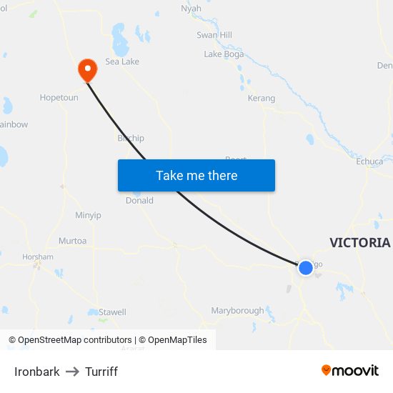 Ironbark to Turriff map