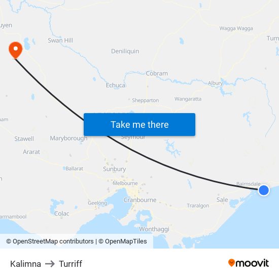 Kalimna to Turriff map