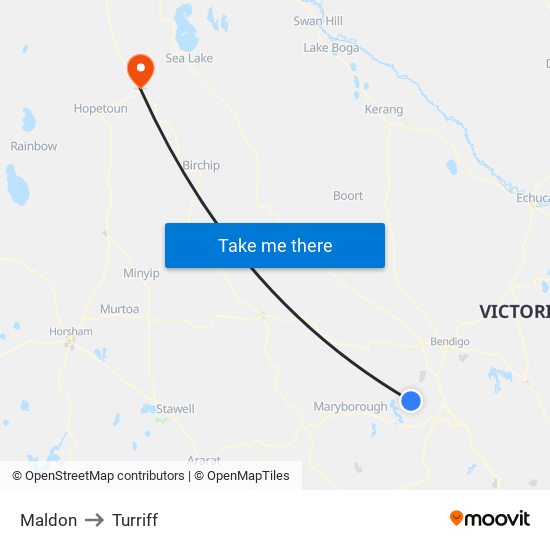 Maldon to Turriff map