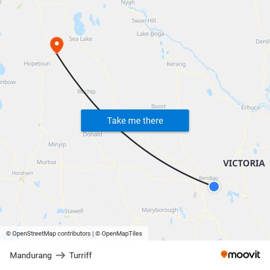 Mandurang to Turriff map