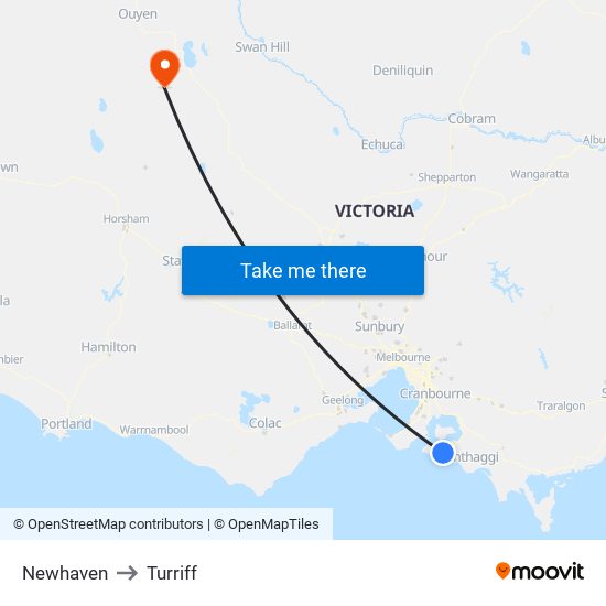 Newhaven to Turriff map