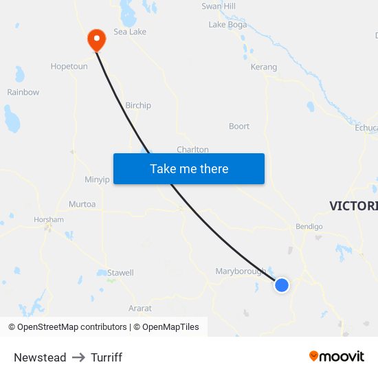 Newstead to Turriff map