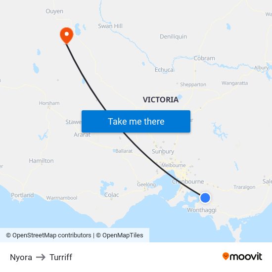 Nyora to Turriff map