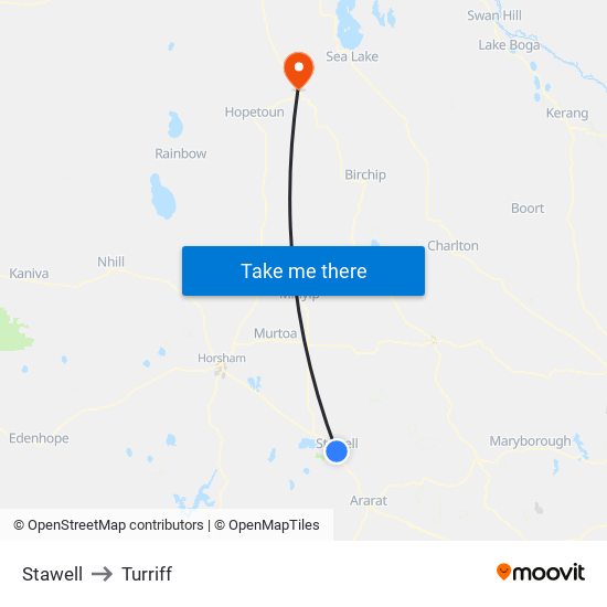 Stawell to Turriff map