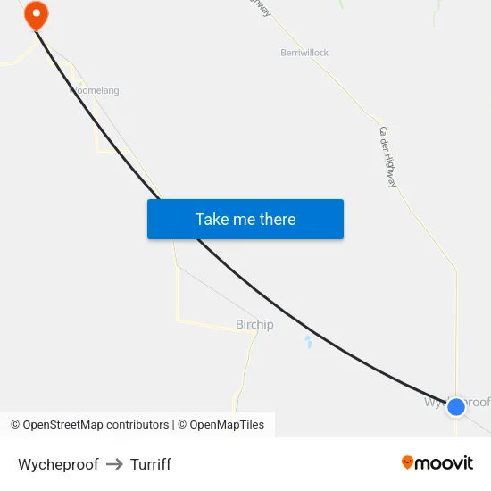 Wycheproof to Turriff map