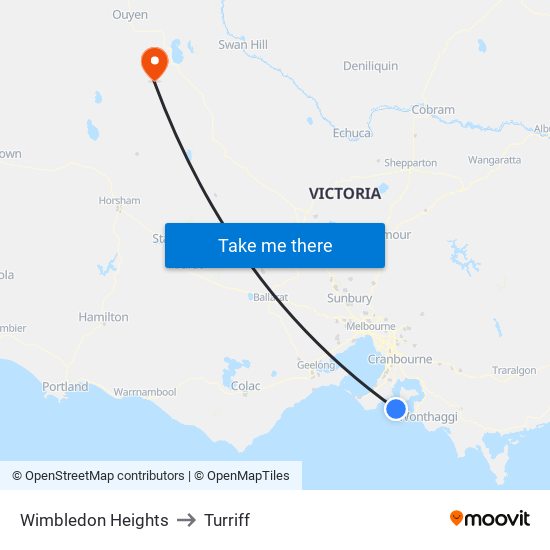 Wimbledon Heights to Turriff map