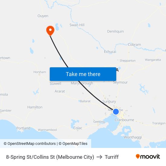 8-Spring St/Collins St (Melbourne City) to Turriff map