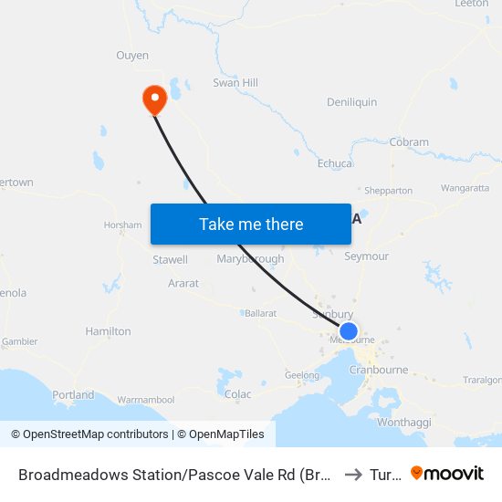 Broadmeadows Station/Pascoe Vale Rd (Broadmeadows) to Turriff map