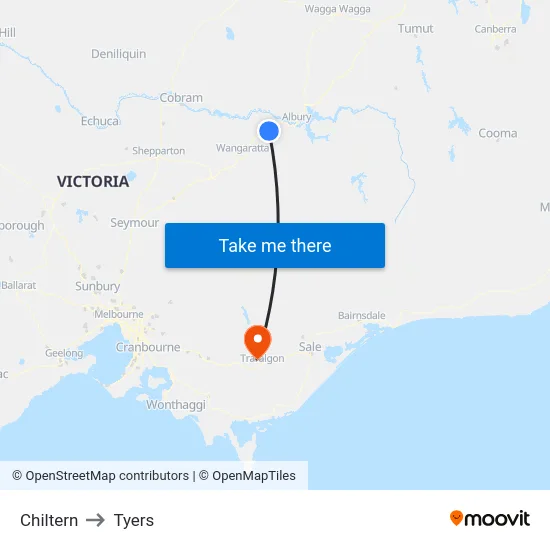 Chiltern to Tyers map