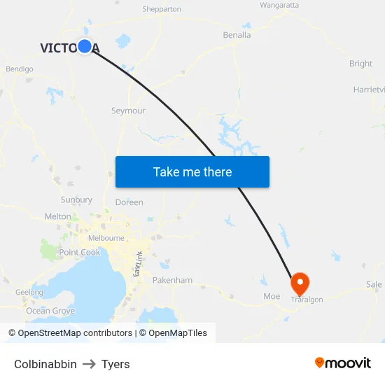 Colbinabbin to Tyers map