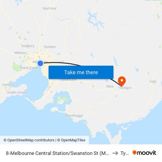 8-Melbourne Central Station/Swanston St (Melbourne City) to Tyers map