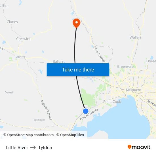 Little River to Tylden map