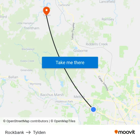Rockbank to Tylden map