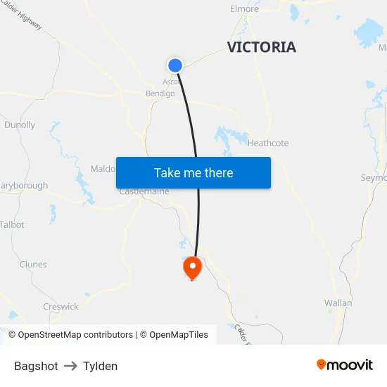 Bagshot to Tylden map