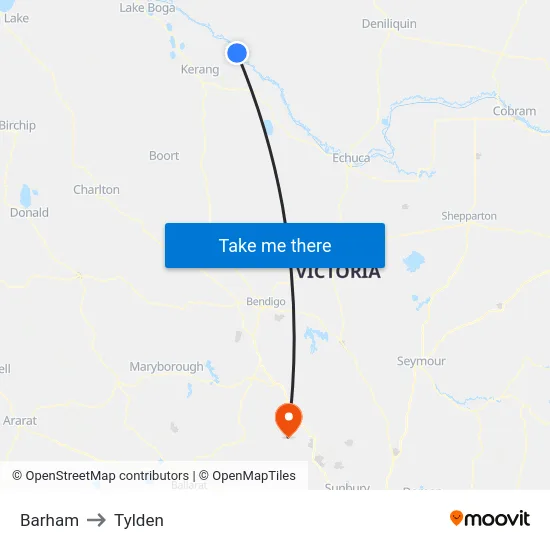 Barham to Tylden map