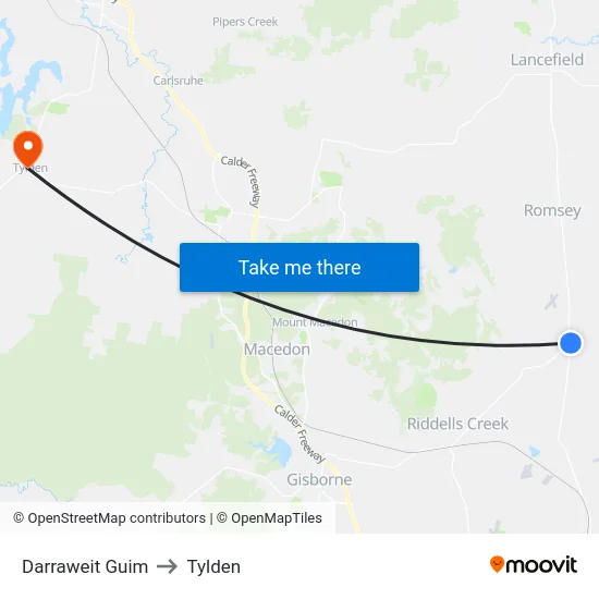 Darraweit Guim to Tylden map