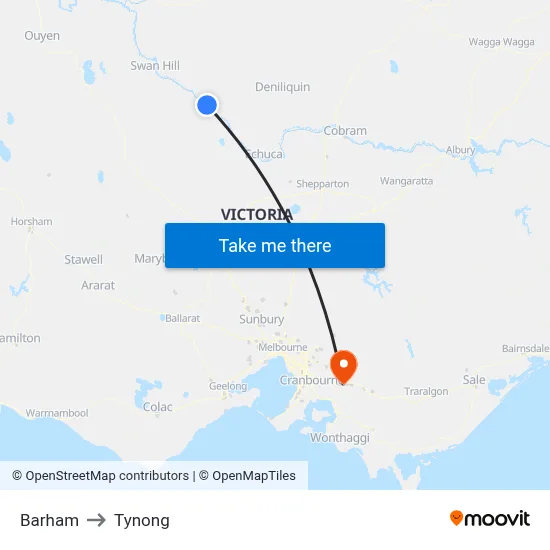 Barham to Tynong map