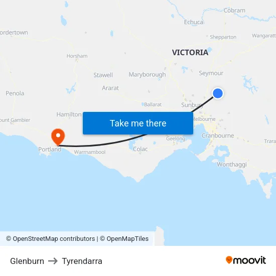 Glenburn to Tyrendarra map