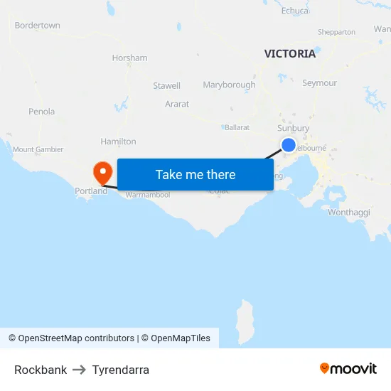 Rockbank to Tyrendarra map