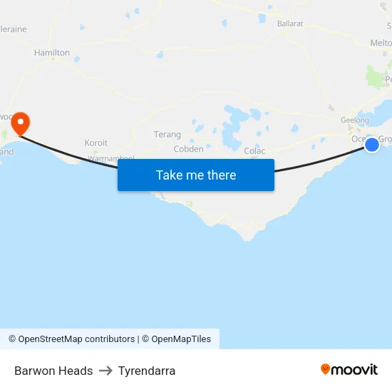 Barwon Heads to Tyrendarra map
