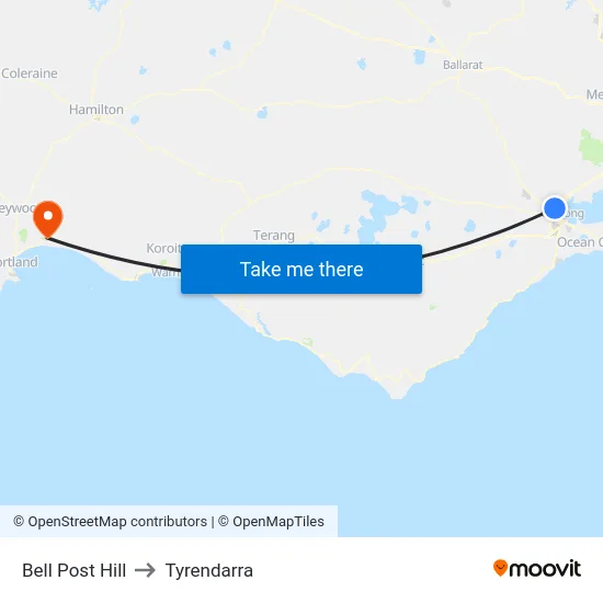 Bell Post Hill to Tyrendarra map
