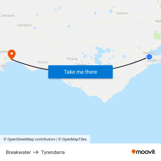 Breakwater to Tyrendarra map