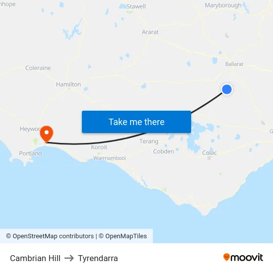 Cambrian Hill to Tyrendarra map