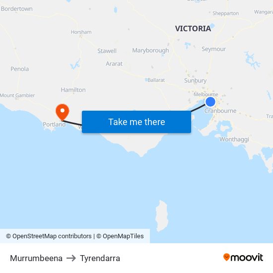 Murrumbeena to Tyrendarra map