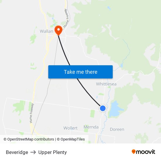 Beveridge to Upper Plenty map