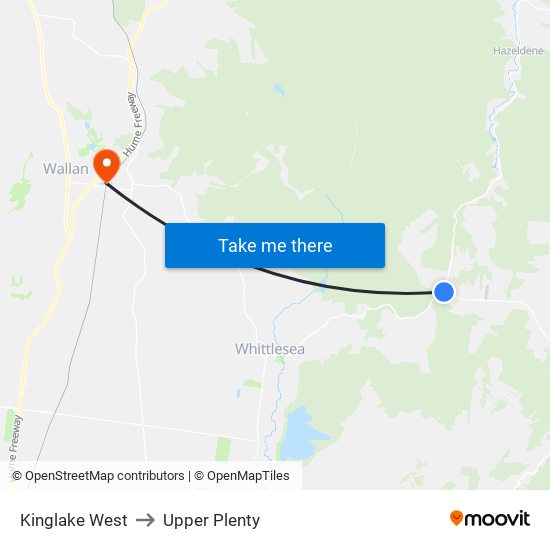 Kinglake West to Upper Plenty map