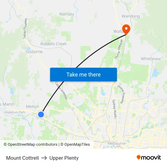 Mount Cottrell to Upper Plenty map