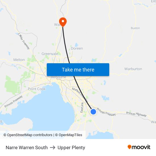 Narre Warren South to Upper Plenty map