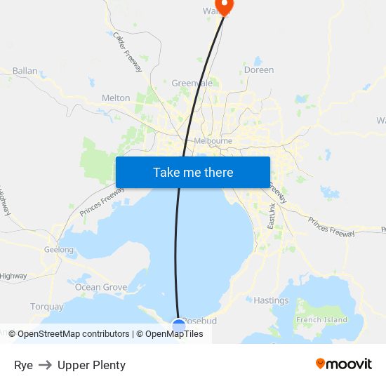 Rye to Upper Plenty map