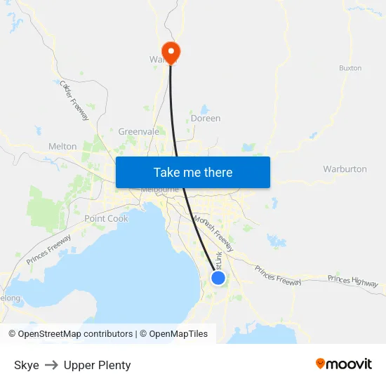Skye to Upper Plenty map
