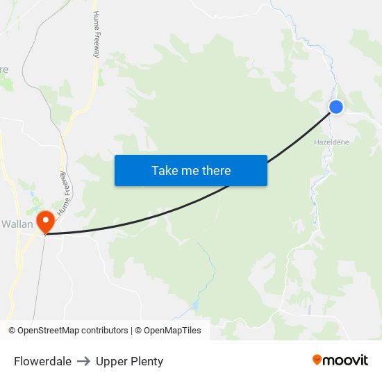 Flowerdale to Upper Plenty map